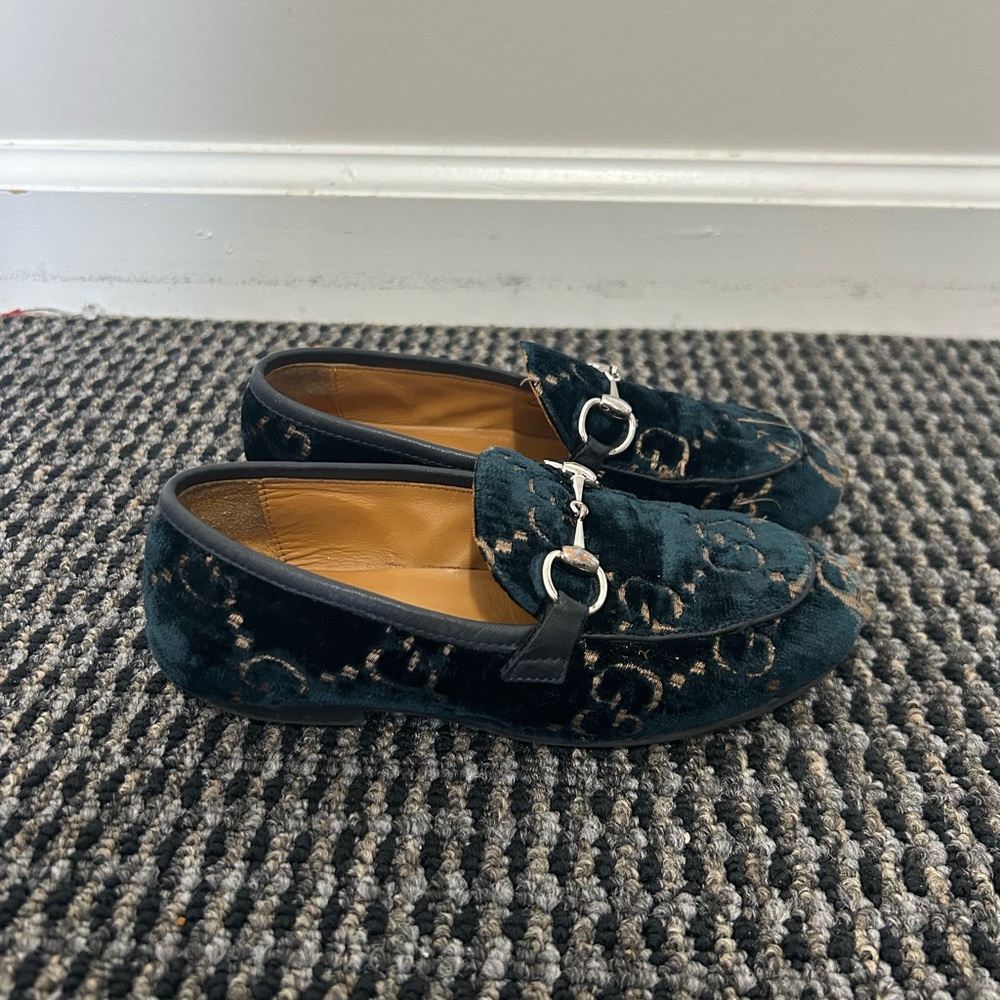 Gucci Kids Velvet Princeton Loafer